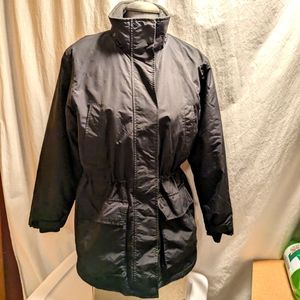 Land's End Women's Cinch Waist Parka Black Size Small
